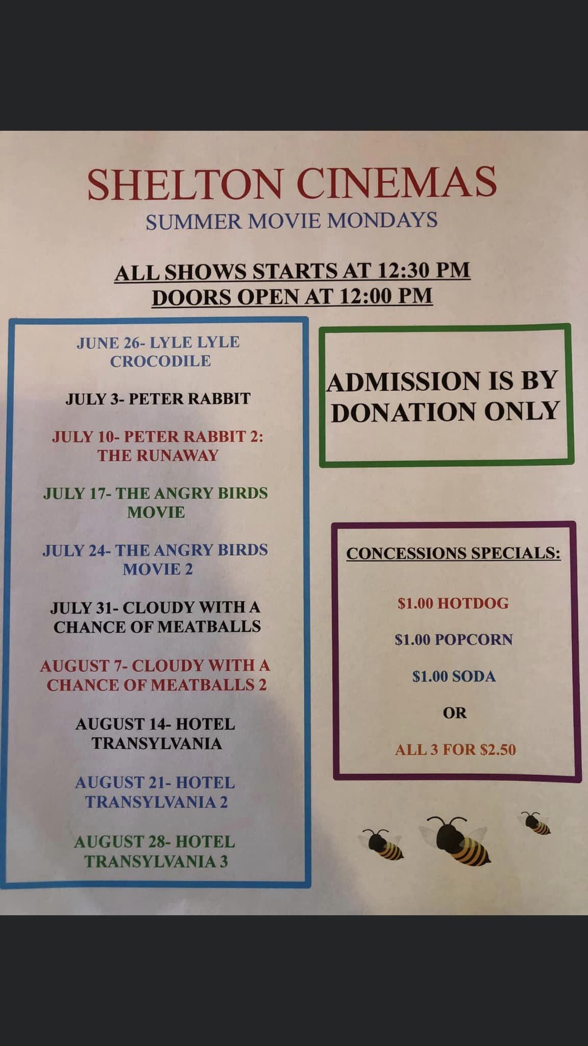 Shelton Cinemas 24hour movie info 3604261000 / 517 W Franklin St